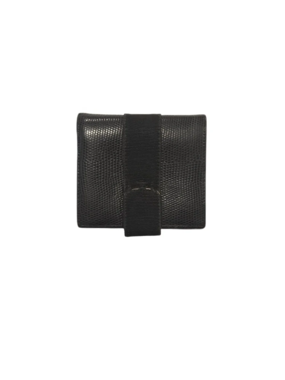Salvatore Ferragamo Black Leather Wallet with Gold Logo Plaque